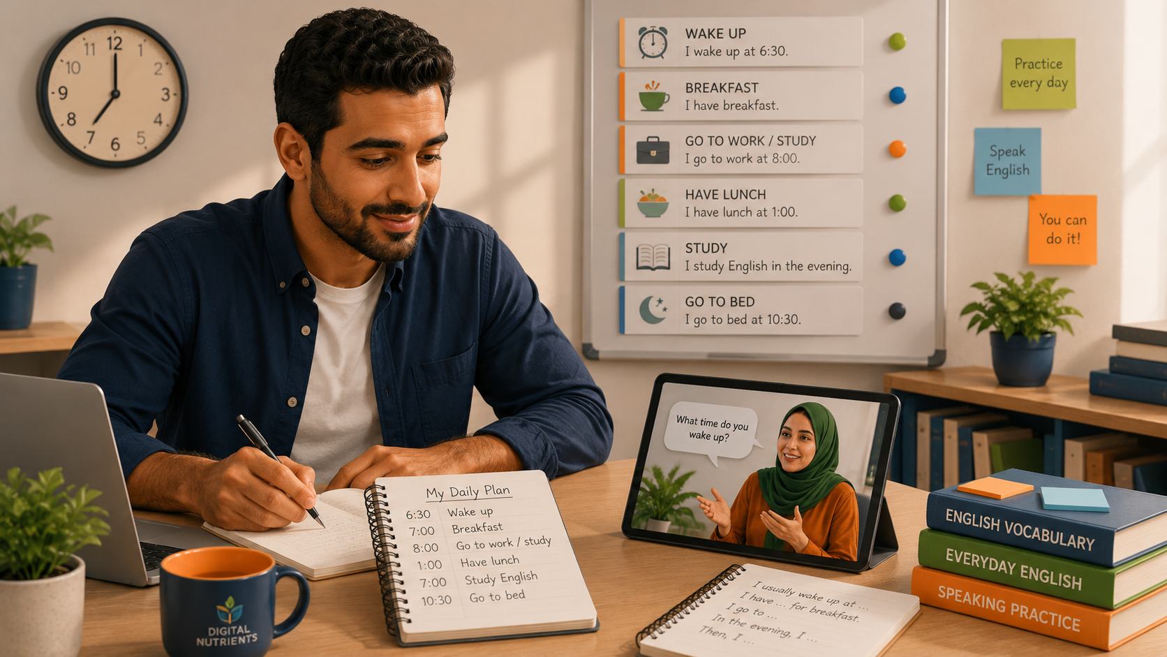 A2 English for Arabic speakers daily routine lesson