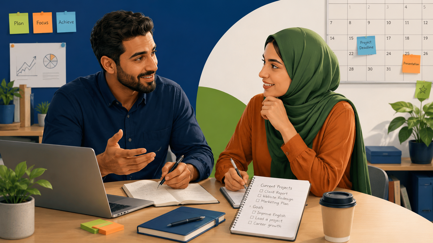 B1 English for Arabic speakers work and goals lesson
